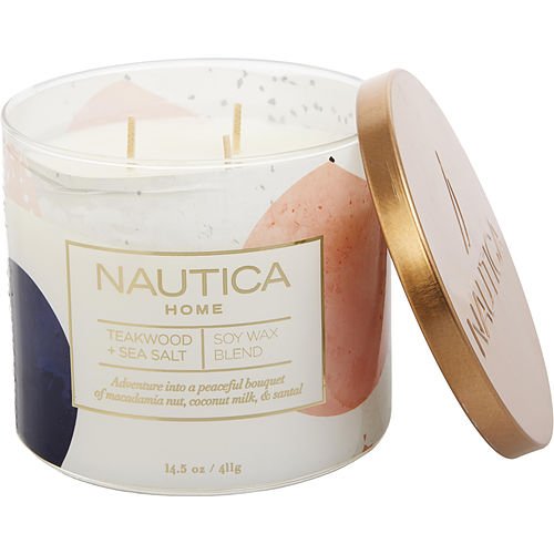 Nautica Teakwood & Sea Salt By Nautica – Unisex - aroma fragrance scented luxury candle decor buy shop online Haitian American delivery USA Canada free shipping over 60 USD 810044120295