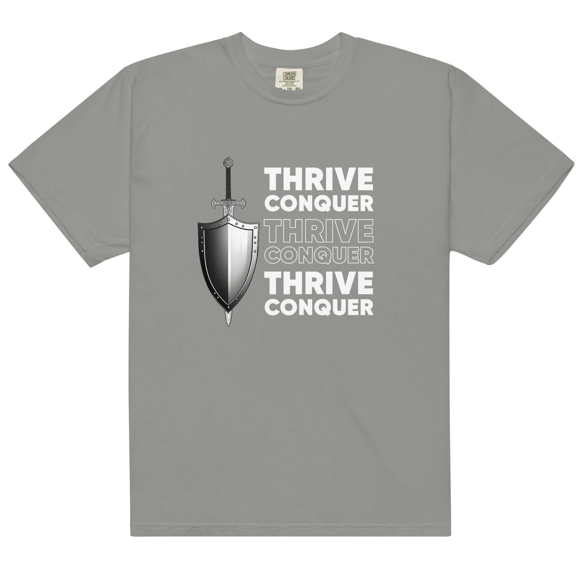Thrive and Conquer – Unisex garment-dyed heavyweight t-shirt -  54355125460936