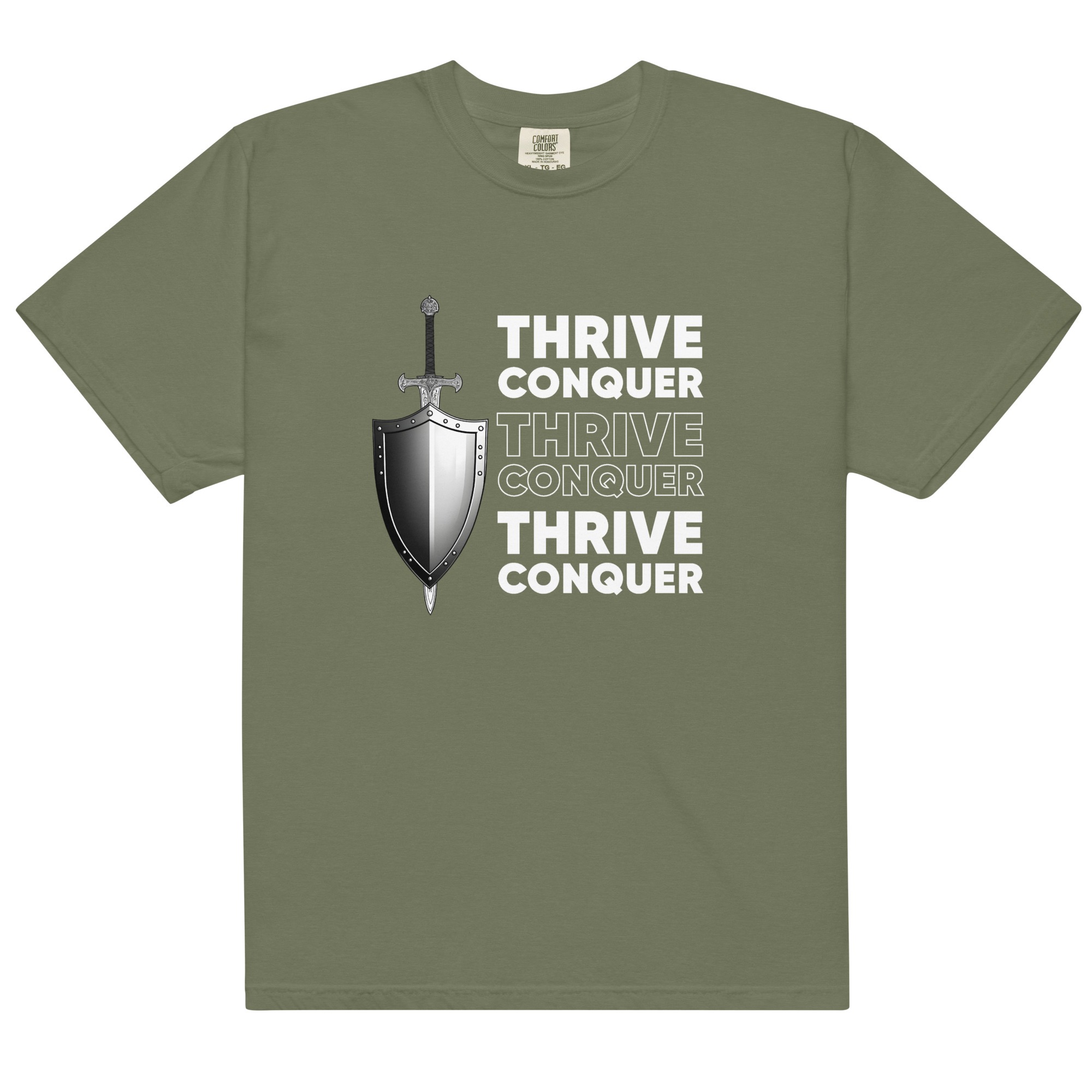 Thrive and Conquer – Unisex garment-dyed heavyweight t-shirt -  54355125460936