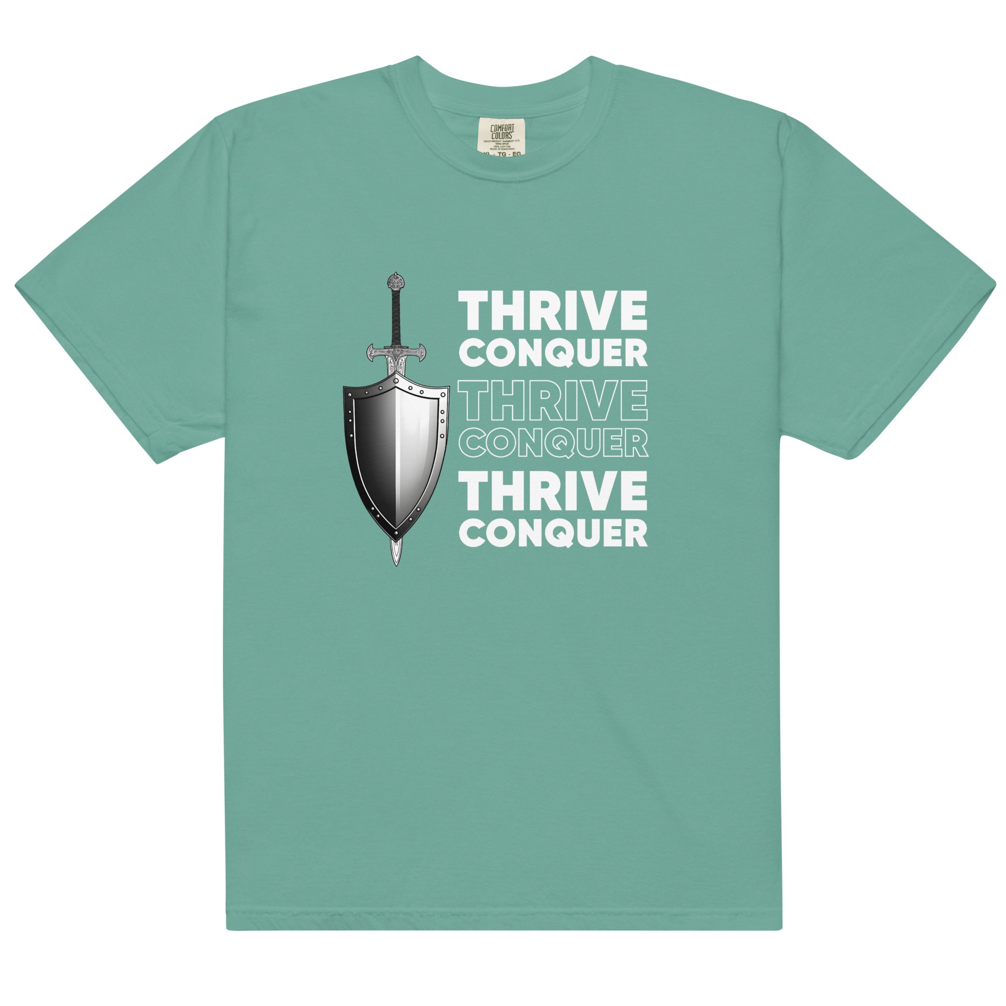 Thrive and Conquer – Unisex garment-dyed heavyweight t-shirt -  54355125460936