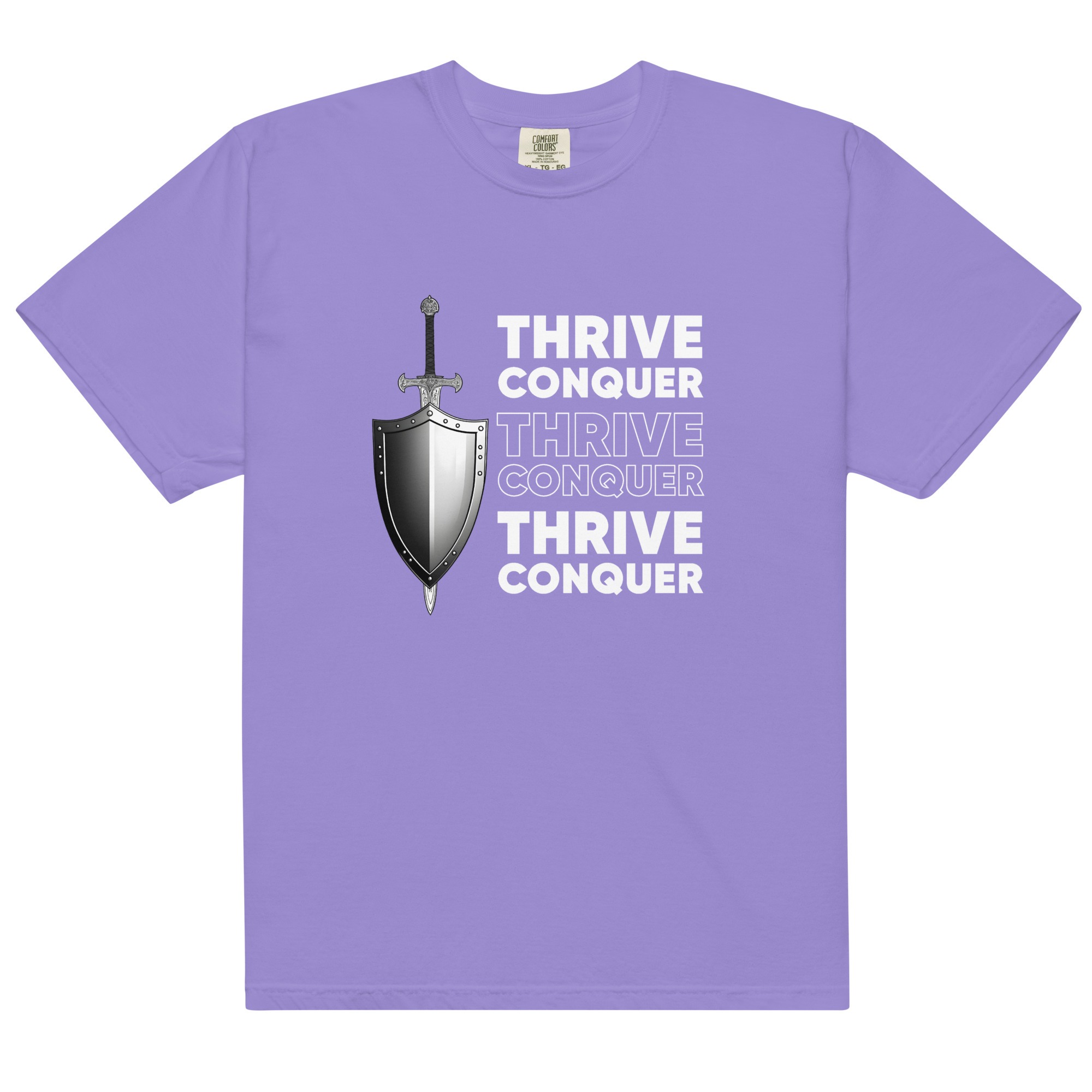 Thrive and Conquer – Unisex garment-dyed heavyweight t-shirt -  54355125460936
