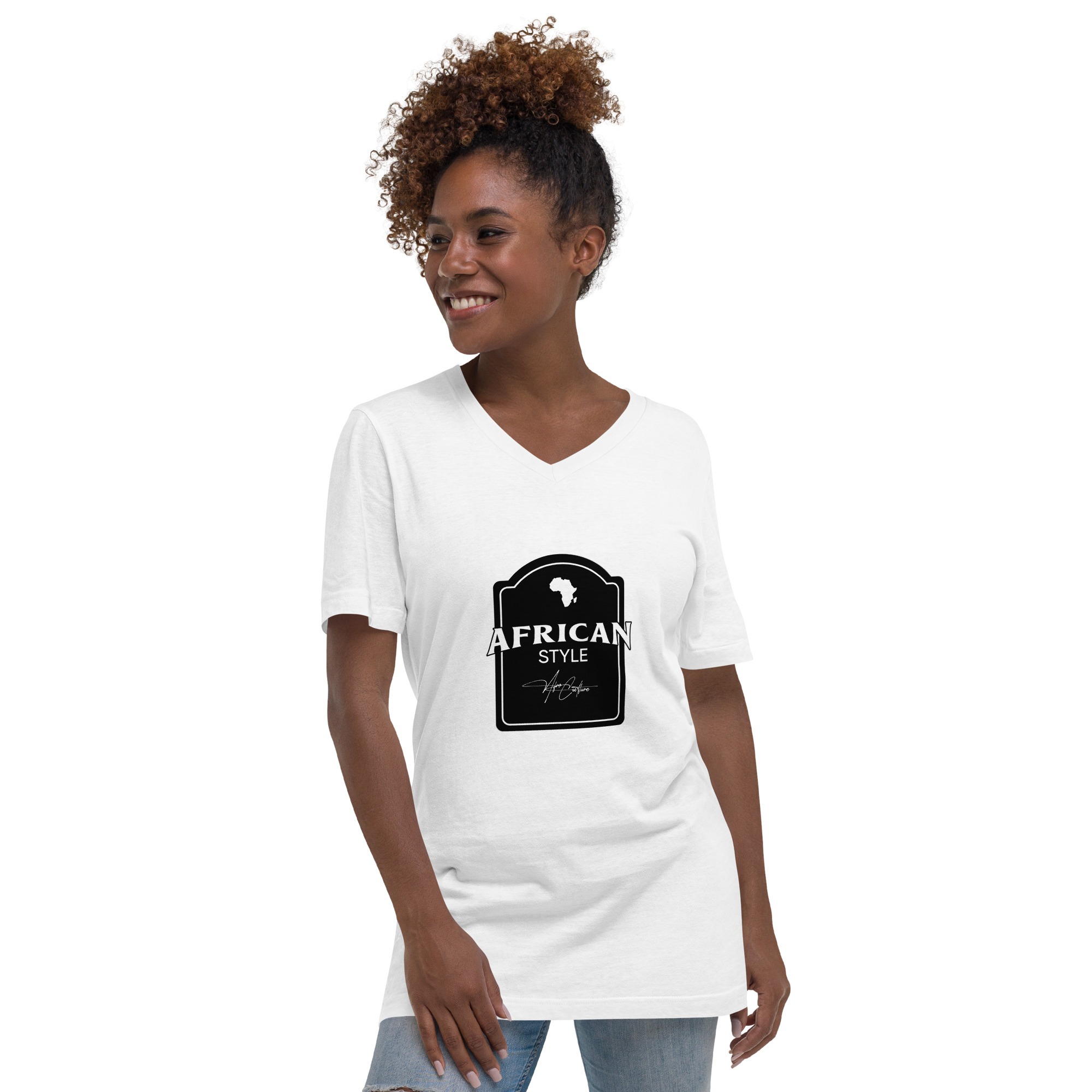African Style – Unisex Short Sleeve V-Neck T-Shirt -  54355125460009