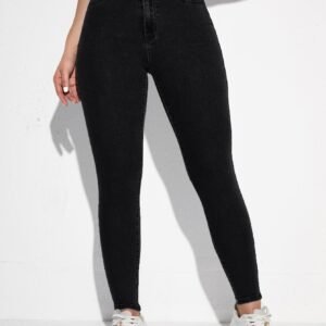 SHEIN Essnce Solid Color Skinny Jeans With Pockets