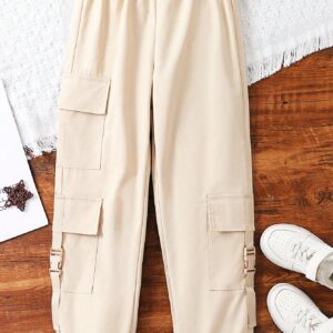 SHEIN Girls Flap Pocket Side Buckle Detail Cargo Pants