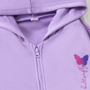 Teen Girl Letter & Butterfly Print Cami Top & Sweatpants & Zip Up Hoodie