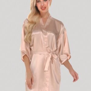 1pc Bride Tribe Diamond Print Satin Short Robe For Bridesmaids