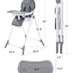 Sejoy 3-In-1 Baby Dining Chair, High Chair, Adjustable Height, Backrest And Pedals, Sturdy Metal Material, Safe Design, Foldable, Multifunctional Children's Chair, Baby Dining Table Chair