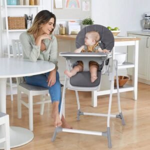 Sejoy 3-In-1 Baby Dining Chair, High Chair, Adjustable Height, Backrest And Pedals, Sturdy Metal Material, Safe Design, Foldable, Multifunctional Children's Chair, Baby Dining Table Chair