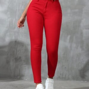 SHEIN Essnce Solid Color Skinny Jeans With Pockets