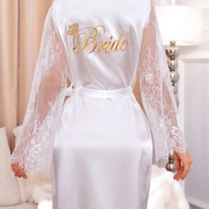 Women Sexy Lace Patchwork Embroidered Robe