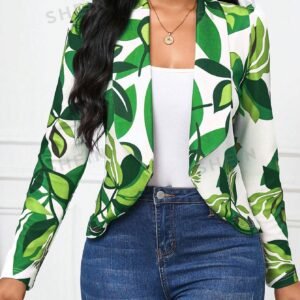 SHEIN Lady Women's Fashionable Floral Print Blazer Jacket, Suitable For Spring And Autumn