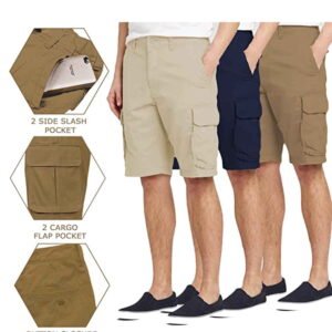 Men's Belted Cotton Cargo Shorts (3-Pack)