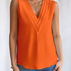 Privé Solid V Neck Sleeveless Blouse