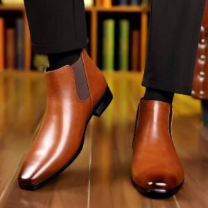 Men's Leather Ankle Boots, High-Top Chelsea Boots, Perfect For Any Dressy Occasion