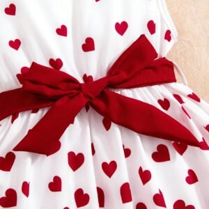 Young Girl Sleeveless Dress With Heart Pattern