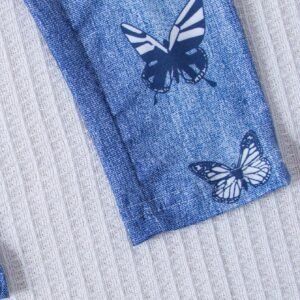 3pcs/Set Young Girls' Casual And Cute Printed Jeans With Denim Effect, Spring/Summer