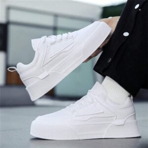 Men's Thick-Soled Casual Sneakers, All Seasons, Breathable, Low-Cut, Lace-Up, Shallow-Mouthed, Running Shoes, Student Fashion Sneakers