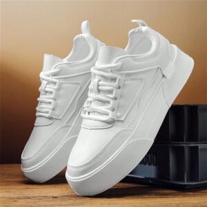 Men's Thick-Soled Casual Sneakers, All Seasons, Breathable, Low-Cut, Lace-Up, Shallow-Mouthed, Running Shoes, Student Fashion Sneakers