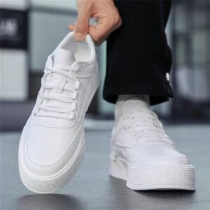 Men's Thick-Soled Casual Sneakers, All Seasons, Breathable, Low-Cut, Lace-Up, Shallow-Mouthed, Running Shoes, Student Fashion Sneakers