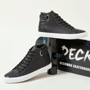 Men's White High-Top Sneakers Casual Black Pu Leather Fashion Men's Shoes