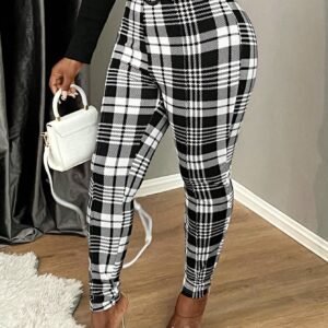 SXY Sexy High Waist Glen Plaid Belted Pants