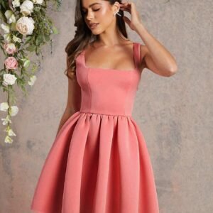 Haute Square Neck Puff Hem Dress For Summer