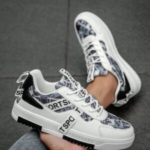 Men's Trendy Random Print Low-Top Flat Casual Sports Shoes, Fashionable Comfortable Versatile Casual Sneakers, Outdoor Hiking Shoes