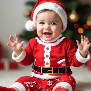 Persoplay Kids 2pcs Set Christmas Santa Claus Costume Baby Boy Kids Red Long Sleeve Sweatshirt And Pants For Party & Baptism