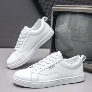 Men's Casual Sports Shoes Non-Slip Student Sneakers, All-Season White Shoes With Versatile Style