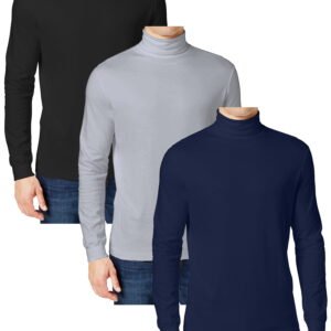 3-Pack Men's Long Sleeve Turtle Neck T-Shirt (Sizes, S to 2XL)