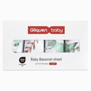 Gllquen Baby Premium Bassinet Sheets Set 4 Pack for Girls Newborns Infant Toddlers, Plants & Flowers