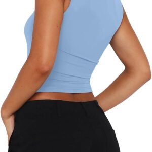 REORIA Butsmooth® Women's Square Neck Going Out Crop Tops Double Lined Cute Basic Tank Tops 2024 Clothes