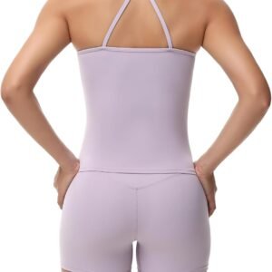 Blaosn Cute Gym Yoga 2 Piece Outfits Sets for Women Workout Crop Tank Tops Athletic Shorts Lounge Wear Suit Clothes Summer