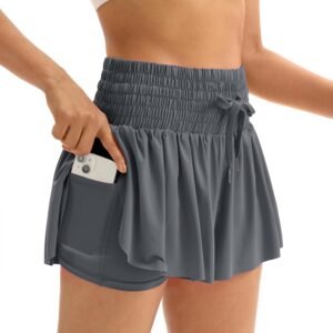 Blaosn Flowy Athletic Shorts for Women High Waisted Gym Yoga Workout Running SweatShorts Skirt Skort Cute Clothes Summer