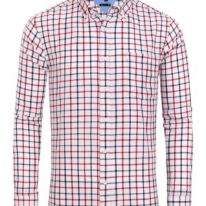 Alimens & Gentle Men's Plaid Button Down Shirts Cotton Long Sleeve Shirts Gingham Shirt