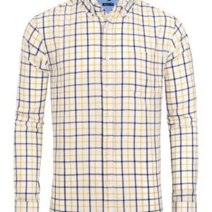 Alimens & Gentle Men's Plaid Button Down Shirts Cotton Long Sleeve Shirts Gingham Shirt