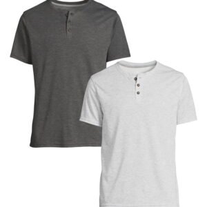 George Men’s & Big Men's 2-Pack Henley Tee with Short Sleeves, Sizes S-3XL