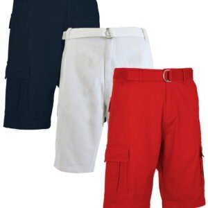 Men's Belted Cotton Cargo Shorts (3-Pack)