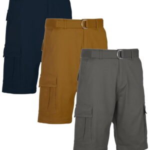 Men's Belted Cotton Cargo Shorts (3-Pack)