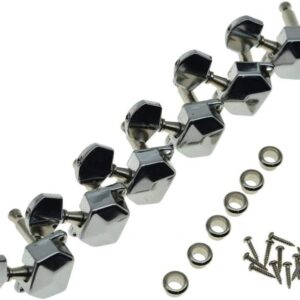 KAISH 6 Inline Semi-Closed Guitar Tuning Keys Pegs Guitar Tuners Machine Heads for Electric Guitars Gold