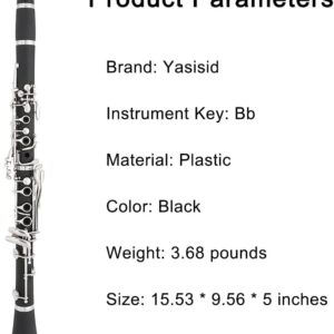 Bb Clarinet - Band Clarinet for Beginner, with Clarinet Stand, Mouthpiece, Hard Case Bag and Cleaning KitBlack