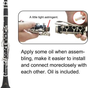 Bb Clarinet - Band Clarinet for Beginner, with Clarinet Stand, Mouthpiece, Hard Case Bag and Cleaning KitBlack