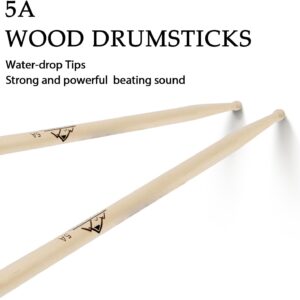 EASTROCK 5A Drum Sticks Maple Wood Drumsticks Blue Green Nylon Drumstick for Kids Adults Beginner Drum Accessories 6 Pair Nylon+Wood