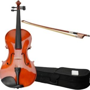 Acoustic Viola Case Bow Rosin Musical Instrument Viola Set, Varnish Solid Wood Viola Outfit with Lightweight Case, Bow and Rosin for Adults,Beginners Students 16&apos;&apos;, Brown