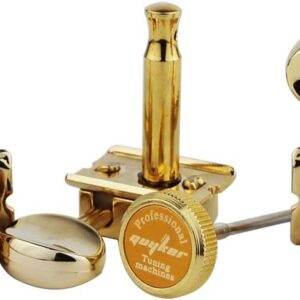 Guyker 6 Inline Vintage Guitar Lock String Tuners – Locking Tuning Key Pegs Machine Heads Replacement Parts for ST TL Style Electric, Folk or Acoustic Guitars – GK55SP, Gold