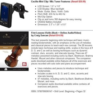 Mendini By Cecilio Violin For Kids & Adults - 4/4 MV Metallic Black Violins, Student or Beginners Kit w/Case, Bow, Extra Strings, Tuner, Lesson Book - Stringed Musical Instruments