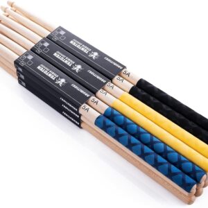 Drum Sticks 3 Pairs Classic 5A Drumsticks, America Maple Wood Drumsticks for Drums Adults Kids and Beginners with ANTI-SLIP Handles