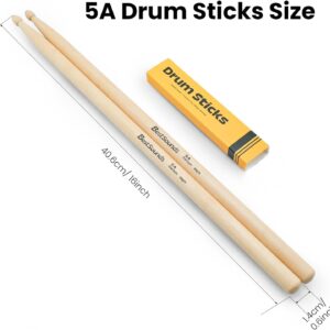 BestSounds 3 Pairs Drum Sticks 5A Maple Wood Drumsticks, Wood Tip for Adults Kids and Beginners three pairs