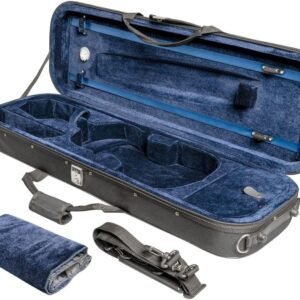 MI&VI NF-3001 Light Hard Violin Case 4/4 Full Size with Adjustable Straps | Velvet Plush Cushion | High-Density Foam | Hygrometer | Sheet Pocket Black