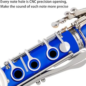 EASTROCK Bb Clarinet 17 Keys ABS Material Wide Range of Tones Particularly Beginner & Students-friendly with Using Tools and 2 Replaceable Barrels